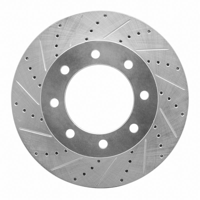 Ford F-350 Super Duty Brake Rotor (1) - Front Left - R1 Concepts - Drilled & Slotted - Silver - `12-`25